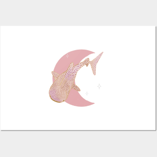 Whale Shark Crescent - Rose Posters and Art